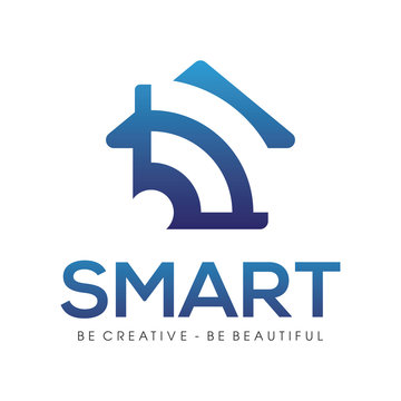 smart home security tech logo design vector
