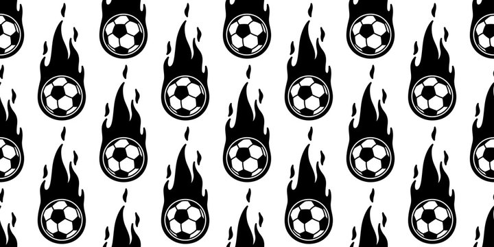 ball football soccer fire seamless pattern vector sport cartoon scarf isolated repeat wallpaper tile background illustration doodle design