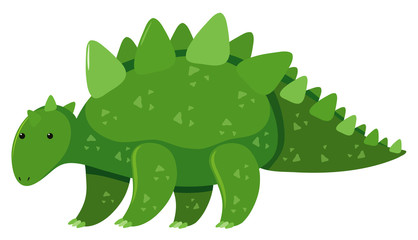 Single picture of green stegosaurus on white background