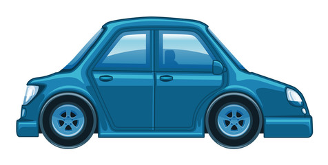 Single picture of blue car on white background