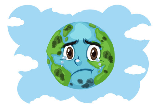 Pollution on earth with earth crying