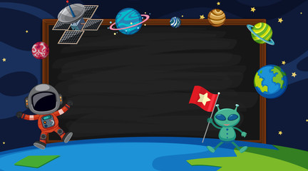 Border template with alien and astronaut in background