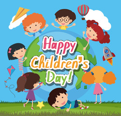 Obraz na płótnie Canvas Happy children day with happy kids in the park background