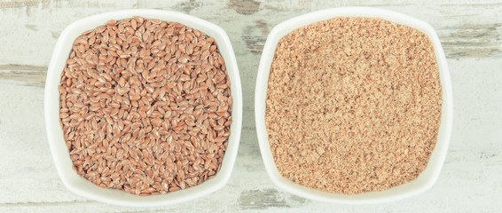 Flaxseed as source vitamins, minerals, dietary fiber and acids omega