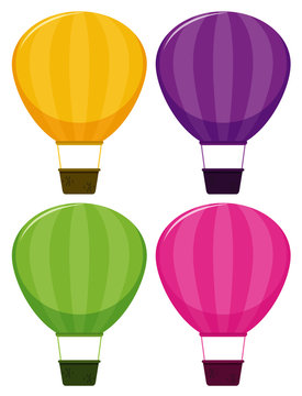 Hot air balloons in four different colors