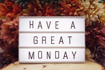 Have a Great Monday text in light box display