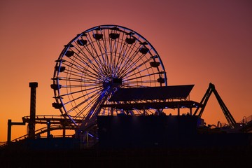 Santa Monica Pier at night, in Santa Monica, California