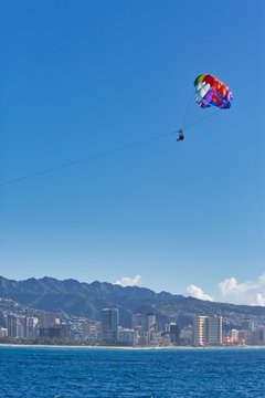 Parasailing at Waikiki Beach, Honolulu, Hawaii