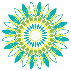 Mandala pattern design green and yellow color