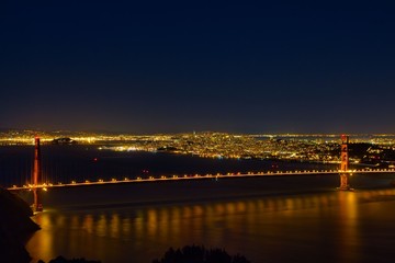 Fototapeta na wymiar Night View of Golden Gate Bridge San Francisco