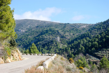 Fototapeta na wymiar Beautiful danger narrow road in the mountains