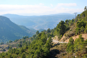Naklejka na ściany i meble Beautiful scenery view of the road in the mountains, Spain