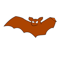 Large flying fox isolated on white background, Brown bat fly, Wildlife in vector and cartoon graphic style