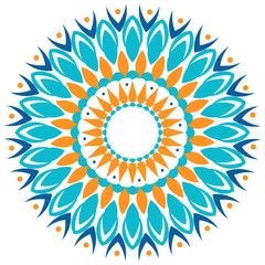 Mandala pattern design in blue and orange color