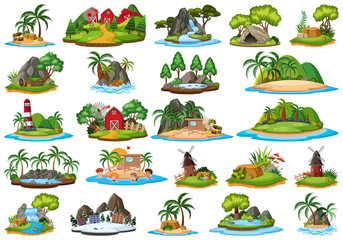Set of isolated objects theme - islands