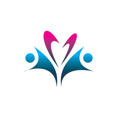 blue pink purple love hearth logo design