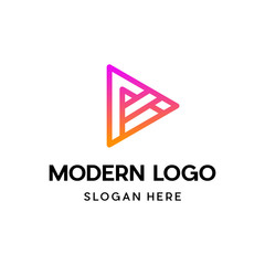 Letter A Media Play Abstract Creative Modern Icon Logo Design Template Element Vector