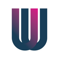letter w square color line logo design