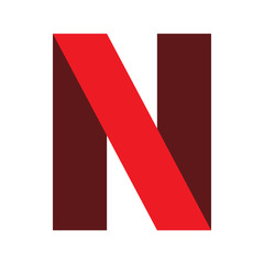 red color letter n square modern logo design