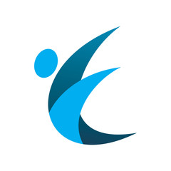 Obraz premium blue active healthy people logo design