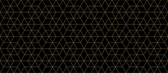 Nahtloser geometrischer abstrakter Goldluxusfarbvektor des Hintergrundmusters. Schwarzer Hintergrundentwurf.