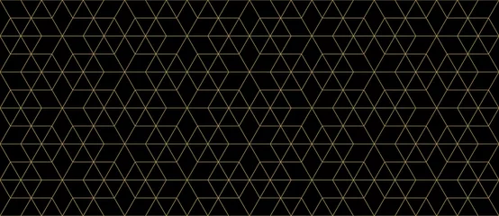 Behang Achtergrondpatroon naadloze geometrische abstracte gouden luxe kleur vector. Ontwerp met zwarte achtergrond. © Strawberry Blossom