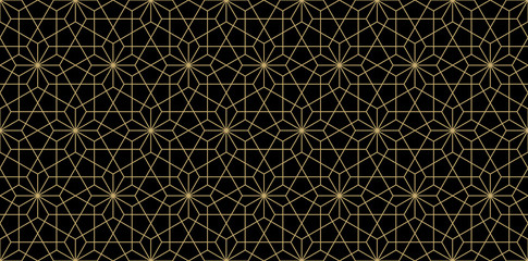 Background pattern seamless geometric abstract gold luxury color vector. Black background design.