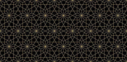 Lichtdoorlatende gordijnen Zwart goud Achtergrondpatroon naadloze geometrische abstracte gouden luxe kleur vector. Ontwerp met zwarte achtergrond.