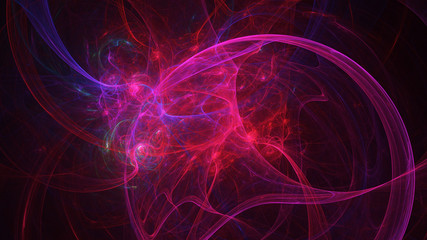 Obraz premium Abstract crimson glowing shapes. Fantasy light background. Digital fractal art. 3d rendering.