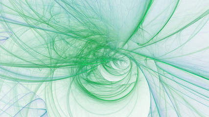 Abstract colorful green lines. Fantasy light background. Digital fractal art. 3d rendering.