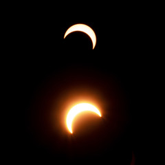 Two images of the Sun during annular solar eclipse on 26 December 2019 as seen from Phuket, Thailand