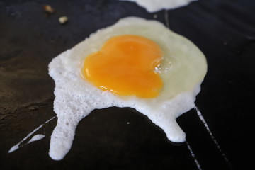 fried egg in a frying pan