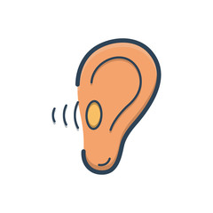 Color illustration icon for audio ear hear