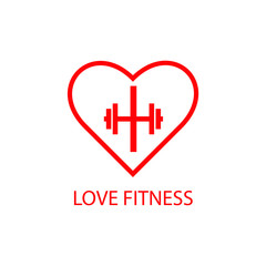 Abstract love fitness logo, icon on white background