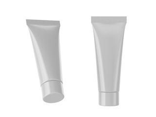 Blank white plastic cosmetic tube for cream or gel packaging mockup, Isolated on white background. 3D rendering
