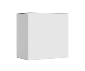 Blank white product packaging box. Isolated on white background. 3D rendering