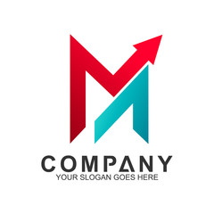 arrow letter M business logo design