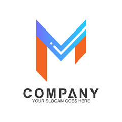 M logo with checklist shape