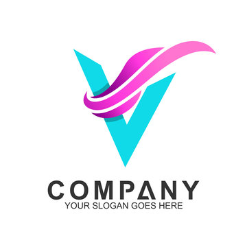 letter V logo with wing