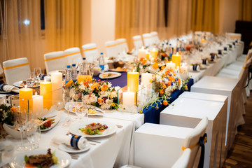 Table setting in restaurant.