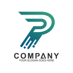 fast launch letter P logo vector
