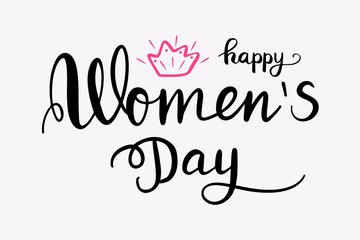 Naklejka na ściany i meble Happy women's day handwritten phrase. for 8 March, International wimen's day.Vector illustration. 