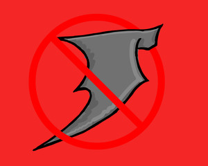 Colorful hand drawn bat icon. Dangerous virus warning illustration.