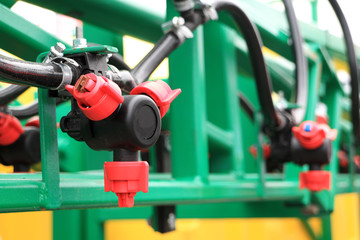 Spray heads of agricultural sprayers. Watering machine. Sprinkler system. Spraying machine.