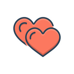 Color illustration icon for friendly love 