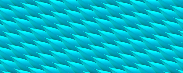 Bright blue geometric pattern. Volume curved lines symmetrical background	