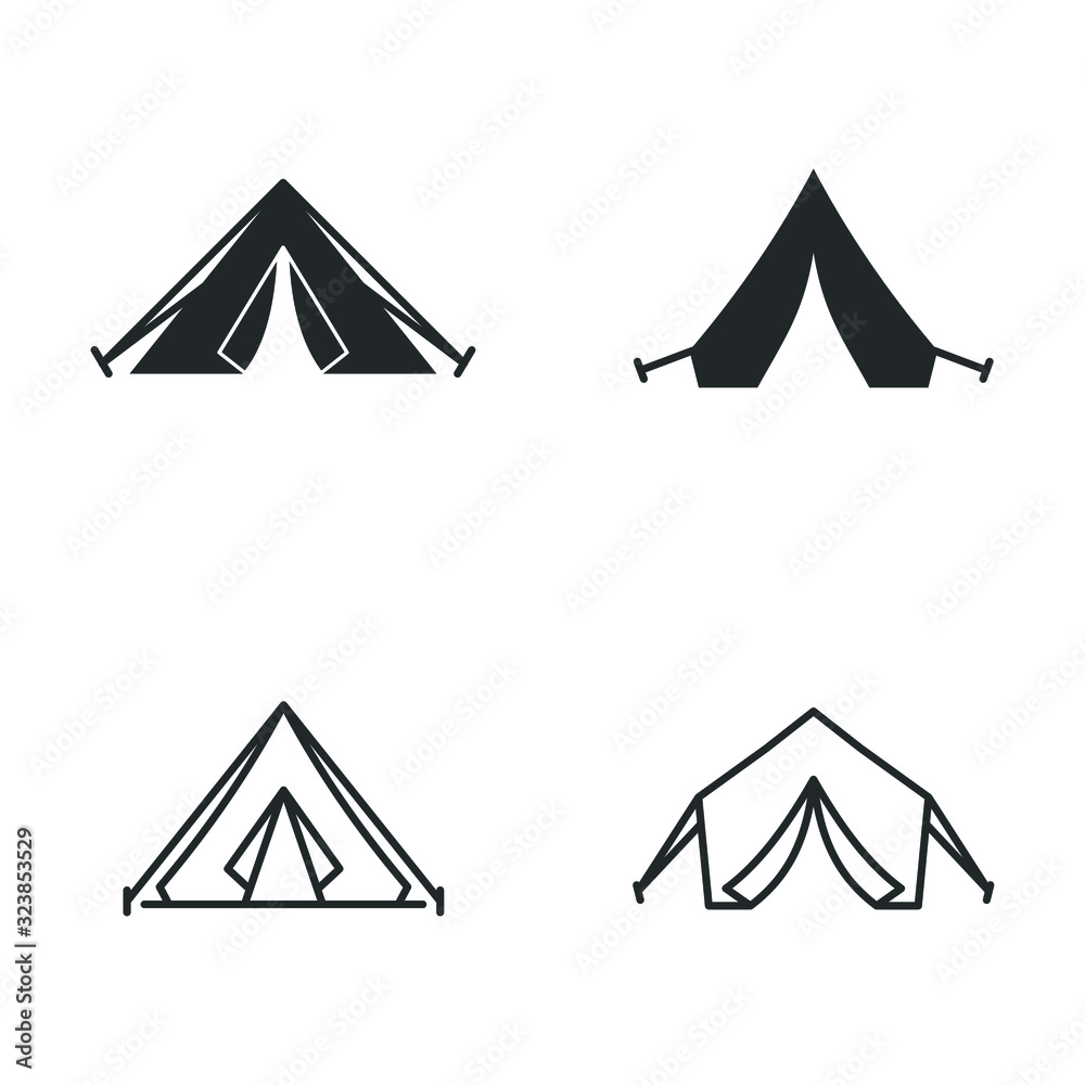 Aufkleber Tent icon template color editable. Camp Travel Event symbol vector sign isolated on white background illustration for graphic and web design.