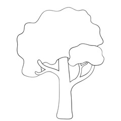 Vector silhouette of deciduous tree. Stylized contour for logo design, clothing decoration, tattoo or greeting card