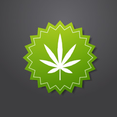 marijuana leaf sticker cbd oil label thc free icon hemp extract emblem ganja cannabis weed badge logo design flat vector illustration