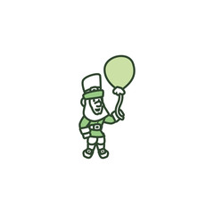 Isolated elf with balloon of saint patrcks day line style icon vector design